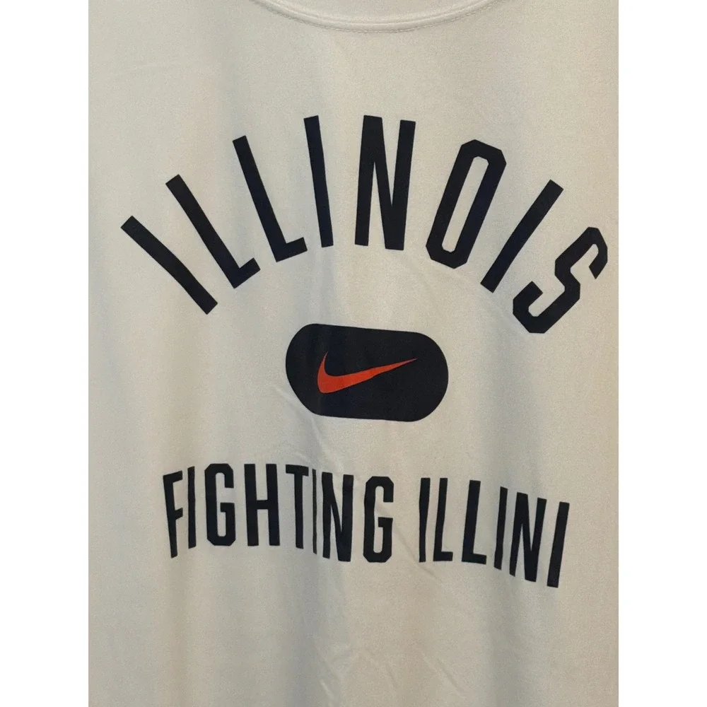 Nike Illinois Fighting Illini Dri-FIT Long Sleeve Shirt Mens XXL White